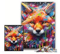 Puzzle da 1000 pezzi con graffiti di volpe, puzzle in legno per adulti, 50x75cm, per decorazioni per la casa, allenamento del cervello e regali per le feste.