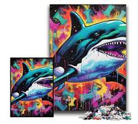 Puzzle da 1000 pezzi con graffiti e balena dipinta, in cartone, per adulti, 26x38cm, regalo perfetto per la festa della mamma, compleanni e Natale.