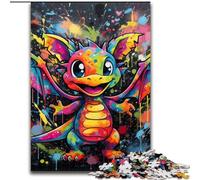 Puzzle da 1000 pezzi con graffiti raffiguranti draghi volanti, in legno, per adulti, gioco interattivo per famiglie, decorazione fai da te per la casa, sfida per la mente, regalo 50x75cm
