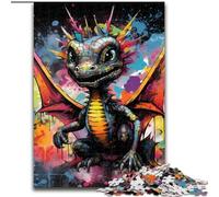 Puzzle da 1000 pezzi con graffiti raffiguranti draghi volanti, per adulti, rompicapo stimolante per adolescenti, divertente serata di giochi in famiglia, 50x75cm.