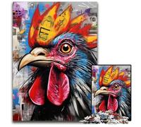Puzzle da 1000 pezzi con graffiti sul gallo per adulti, ideale per gli innamorati, perfetto regalo di Natale, Capodanno, San Valentino 26X38CM/10,23x14,96 pollici