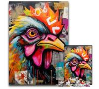 Puzzle da 1000 pezzi con graffiti sul gallo per adulti, ideale per gli innamorati, perfetto regalo di Natale, Capodanno, San Valentino 26X38CM/10,23x14,96 pollici