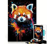 Puzzle da 1000 pezzi con grafica a spruzzo del panda rosso, ideale per ragazzi, per migliorare la memoria, per un relax informale e per esporre opere d'arte dai tagli netti (38x52cm)