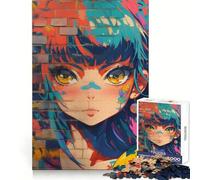 Puzzle da 1000 pezzi con grafica graffiti di una ragazza anime per adolescenti, ideale per ricordare il potere del tempo libero e del piacere, con incastri solidi e memorabili (50x75cm)