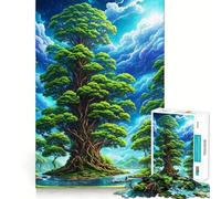 Puzzle da 1000 pezzi con grande albero,nuvola blu e taglio senza soluzione di continuità Gioco di logica,regalo,gioco casual,decorazione natalizia per la casa (38x26cm)