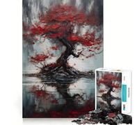 Puzzle da 1000 pezzi con grande albero rosso,gioco di logica e incastri precisi,ideale per momenti di relax e divertimento,regalo di Natale (38x26cm)