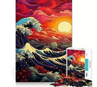 Puzzle da 1000 pezzi con grandi onde,spiaggia e tramonto,bordi perfetti,gioco intelligente,sfida,divertimento,gioco lento,regalo di compleanno (38x52cm)