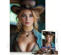 Puzzle da 1000 pezzi con graziosa donna steampunk per adolescenti, gioco intelligente e rilassante, assemblaggio di motivi, lista dei desideri di Babbo Natale 50x75cm