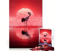 Puzzle da 1000 pezzi con gru dalla corona rossa in un paesaggio sereno, ideale per adulti, per rafforzare la memoria, per il divertimento di gruppo, con bordi puliti ed elegante (38x26cm)