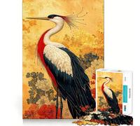 Puzzle da 1000 pezzi con gru dalla cresta rossa per ragazzi, gioco di puzzle stimolante, rilassante, con ritagli nitidi, regalo per le festività (38x52cm)