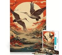 Puzzle da 1000 pezzi con gru, tema mitologia giapponese, per adulti Gioco di logica fine, silenzioso e divertente, con bordi precisi Regalo memorabile (38x52cm)