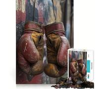 Puzzle da 1000 pezzi con guantoni da boxe vintage appesi al muro,gioco interattivo Think Boost con incastri precisi e pezzi non allentati,sfida cerebrale per la casa (38x52cm)