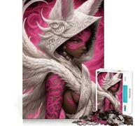 Puzzle da 1000 pezzi con guerriera angelica e tatuaggio rosa,ragazza anime,per adolescenti,gioco di memoria,divertente,senza soluzione di continuità,attività di gruppo rilassante da fare in casa
