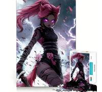 Puzzle da 1000 pezzi con guerriera anime dai capelli rosa, ideale per adolescenti, gioco di logica e rilassamento, con bordi sottili e dettagli da collezione (50x75cm)