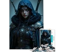 Puzzle da 1000 pezzi con guerriera incappucciata e spade gioco educativo sfida di gioco ottimo regalo e giocattolo per passare il tempo durante le vacanze (dimensioni 38x26cm)
