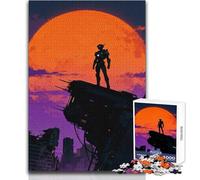 Puzzle da 1000 pezzi con guerriero cyberpunk su struttura in rovina per adolescenti, gioco divertente per lo sviluppo cognitivo, regalo speciale per una celebrazione premurosa, dimensioni 38x26cm