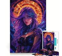 Puzzle da 1000 pezzi con guerriero fantasy dai capelli viola per adolescenti, gioco di logica e abilità, morbido, rilassante, taglio preciso, regalo prezioso (38x52cm)