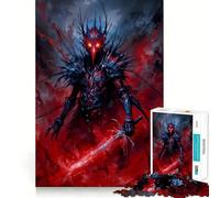 Puzzle da 1000 pezzi con guerriero fantasy rosso e nero per adulti, gioco di allenamento mentale, morbido e rilassante, da assemblare, un regalo perfetto (38x26cm)