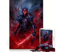 Puzzle da 1000 pezzi con guerriero fantasy rosso e nero per adulti, gioco di logica mentale, ideale per momenti di relax, con taglio preciso, regalo di Natale (38x52cm)