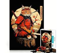 Puzzle da 1000 pezzi con guerriero gatto samurai per adolescenti, gioco di puzzle che stimola la riflessione e il relax, con ritagli precisi, ideale come regalo per le festività (38x52cm)