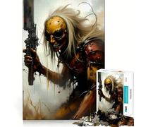 Puzzle da 1000 pezzi con guerriero post-apocalittico armato di pistola, ideale per adolescenti Migliora la memoria, rilassa e facilita il gioco Dimensioni precise, regalo creativo (38x26cm)