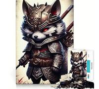 Puzzle da 1000 pezzi con guerriero procione samurai per adulti, ideale per rafforzare la memoria, divertimento e svago, con bordi di qualità e design elegante (38x52cm)
