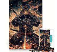 Puzzle da 1000 pezzi con guerriero samurai al neon, Giappone, ideale per adolescenti Migliora la memoria, favorisce il rilassamento mentale e crea un'atmosfera creativa (38x52cm)
