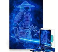 Puzzle da 1000 pezzi con guerriero samurai al neon per ragazzi, gioco di logica, divertimento casual, taglio di precisione, regalo speciale (38x26cm)