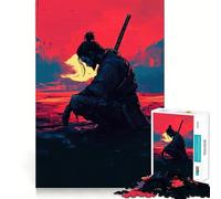 Puzzle da 1000 pezzi con guerriero samurai al tramonto per adulti e ragazzi ideale per stimolare la memoria favorire la calma e favorire la fuga dalla realtà con taglio liscio e un regalo speciale