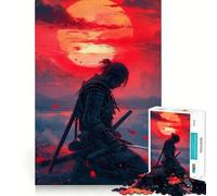 Puzzle da 1000 pezzi con guerriero samurai al tramonto per ragazzi, giocattolo intelligente per il tempo libero, taglio preciso, lista dei desideri di Babbo Natale (38x52cm)