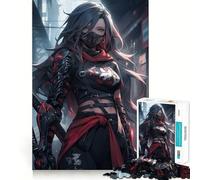 Puzzle da 1000 pezzi con guerriero samurai cyberpunk per adolescenti, gioco di logica stimolante, momenti di serenità, bordi chiari, regalo creativo (38x26cm)