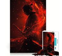 Puzzle da 1000 pezzi con guerriero samurai e fumo rosso, ideale per adolescenti Migliora la memoria, favorisce il rilassamento mentale e crea un regalo creativo con bordi netti (38x26cm)