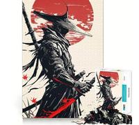Puzzle da 1000 pezzi con guerriero samurai e katana raffigurante il sole rosso ideale per adulti per stimolare la memoria come passatempo casalingo per comporre un'immagine e decorare la parete