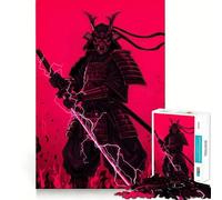 Puzzle da 1000 pezzi con guerriero samurai rosso e spada fulminea per ragazzi, gioco di puzzle stimolante per il relax, ritaglio chiaro, regalo per le festività (50x75cm)