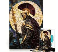 Puzzle da 1000 pezzi con guerriero spartano in vetro colorato per ragazzi, gioco di memoria al chiuso, taglio fine, Babbo Natale, scegli il tuo desiderio 50x75cm