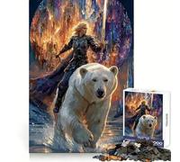 Puzzle da 1000 pezzi con guerriero su orso polare, arte fantasy, ideale per adolescenti Migliora la concentrazione, è un passatempo rilassante e facile da completare Un bel regalo (50x75cm)