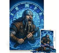 Puzzle da 1000 pezzi con guerriero vichingo e ascia in vetro colorato, ideale per ragazzi, stimolante per la memoria, per il relax e il divertimento, con tagli netti Regalo perfetto (38x52cm)