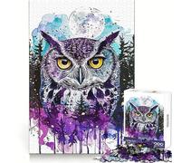 Puzzle da 1000 pezzi con gufo a doppia esposizione, per adulti, ideale per migliorare la memoria, per un momento di relax, con tagli precisi, perfetto come regalo per le vacanze (38x26cm)