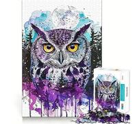 Puzzle da 1000 pezzi con gufo a doppia esposizione, per adulti, ideale per migliorare la memoria, per un momento di relax, con tagli precisi, perfetto come regalo per le vacanze (38x26cm)