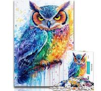 Puzzle da 1000 pezzi con gufo acquerello per adulti, 1000 pezzi, giocattoli, giochi educativi, antistress, migliora l'amore tra coppie, 50x75cm