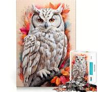Puzzle da 1000 pezzi con gufo ad acquerello per ragazzi, gioco di logica e divertimento per tutta la famiglia, taglio di qualità, regalo elegante (38x52cm)