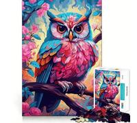 Puzzle da 1000 pezzi con gufo ad acquerello su un ramo,per adulti,gioco di abilità mentale,taglio laser per un incastro perfetto,attività gratificante per le giornate di pioggia (50x75cm)