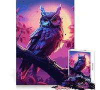 Puzzle da 1000 pezzi con gufo ad acquerello su un ramo per ragazzi, stimolante per la logica, ideale per una fuga rilassante e senza cuciture, perfetto per le vacanze (50x75cm)