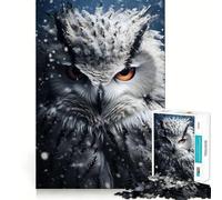 Puzzle da 1000 pezzi con gufo bianco innevato per adulti e ragazzi, gioco di abilità rilassante e divertente, con bordi precisi, regalo per le festività (38x52cm)