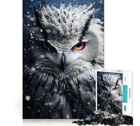 Puzzle da 1000 pezzi con gufo bianco innevato per adulti, gioco di logica, passatempo per la casa, bordi puliti, regalo delizioso (38x26cm)