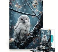 Puzzle da 1000 pezzi con gufo bianco innevato per ragazzi, ideale per migliorare la memoria, per un relax informale e per esporre opere d'arte dai tagli netti (38x26cm)