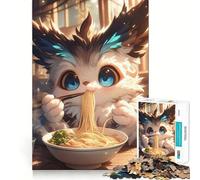 Puzzle da 1000 pezzi con gufo che mangia ramen, ideale per ragazzi, gioco di abilità mentale, divertimento rilassante, design da assemblare, (50x75cm)