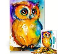 Puzzle da 1000 pezzi con gufo colorato ad acquerello, ideale per adolescenti, gioco di logica e abilità, per momenti di relax, tagli precisi, (50x75cm)