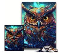 Puzzle da 1000 pezzi con gufo colorato, puzzle in legno 50x75cm, sfida per la mente, attività educativa per adolescenti