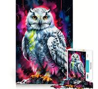 Puzzle da 1000 pezzi con gufo delle nevi ad acquerello, ideale per adulti, un gioco per allenare la mente e rilassarsi, con taglio di precisione e un regalo elegante (38x26cm)